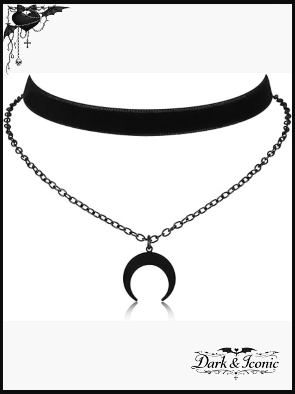 Velvet Gothic Layered Moon Choker Necklace for Women